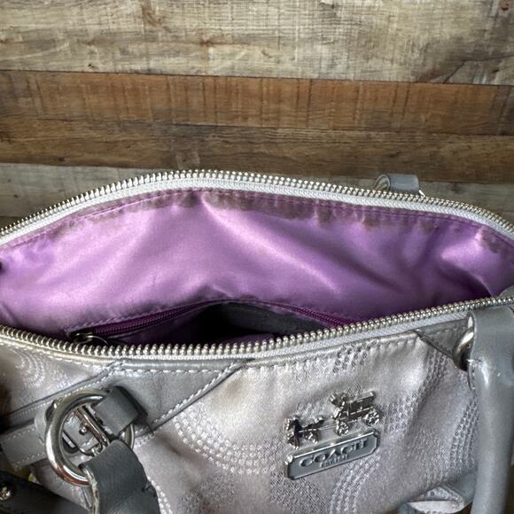 Coach Madison Dotted Op Art Sophia Satchel Bag Purse Signature C Silver 15935 - Picture 12 of 15